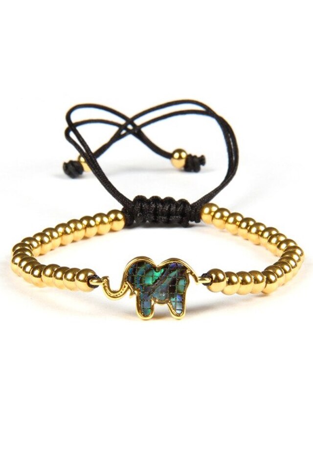 Bratara Luxury Lucky Elephant, Placata cu aur de 24K, Auriu, Reglabila