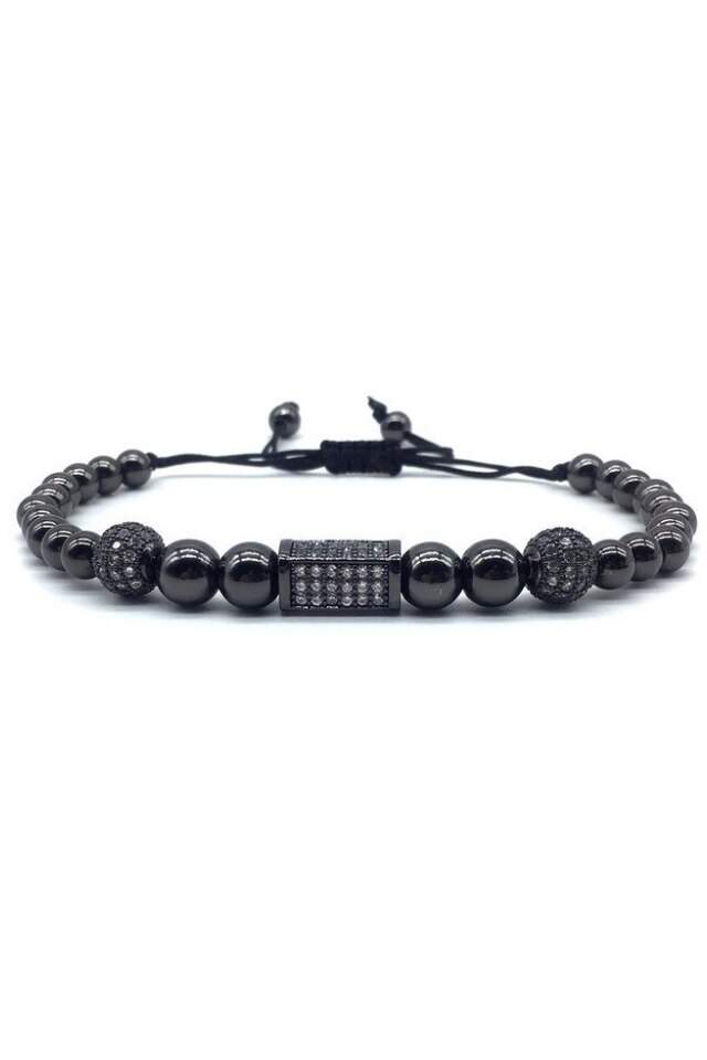 Bratara Luxury Cubic Diamonds, Placata cu aur de 18K, Negru, Reglabila