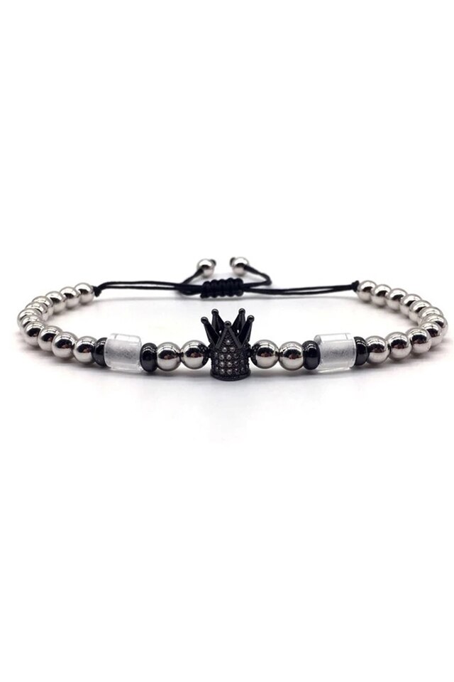 Bratara Luxury Crown of Queen, Placata cu aur de 18K, Argintiu, Reglabila