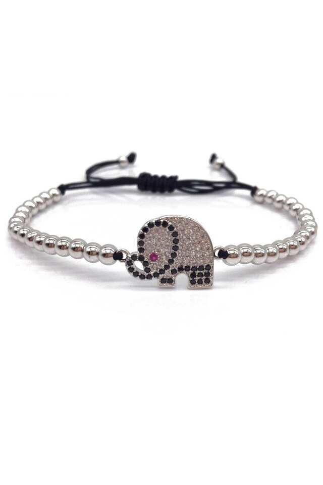 Bratara Elephant, Luxury, Placata cu aur de 18K, Argintiu, Reglabila