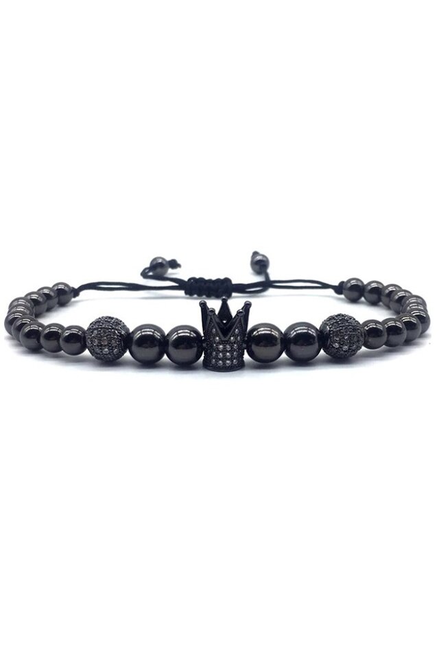 Bratara Luxury Queen, Placata cu aur de 18K, Negru, Reglabila
