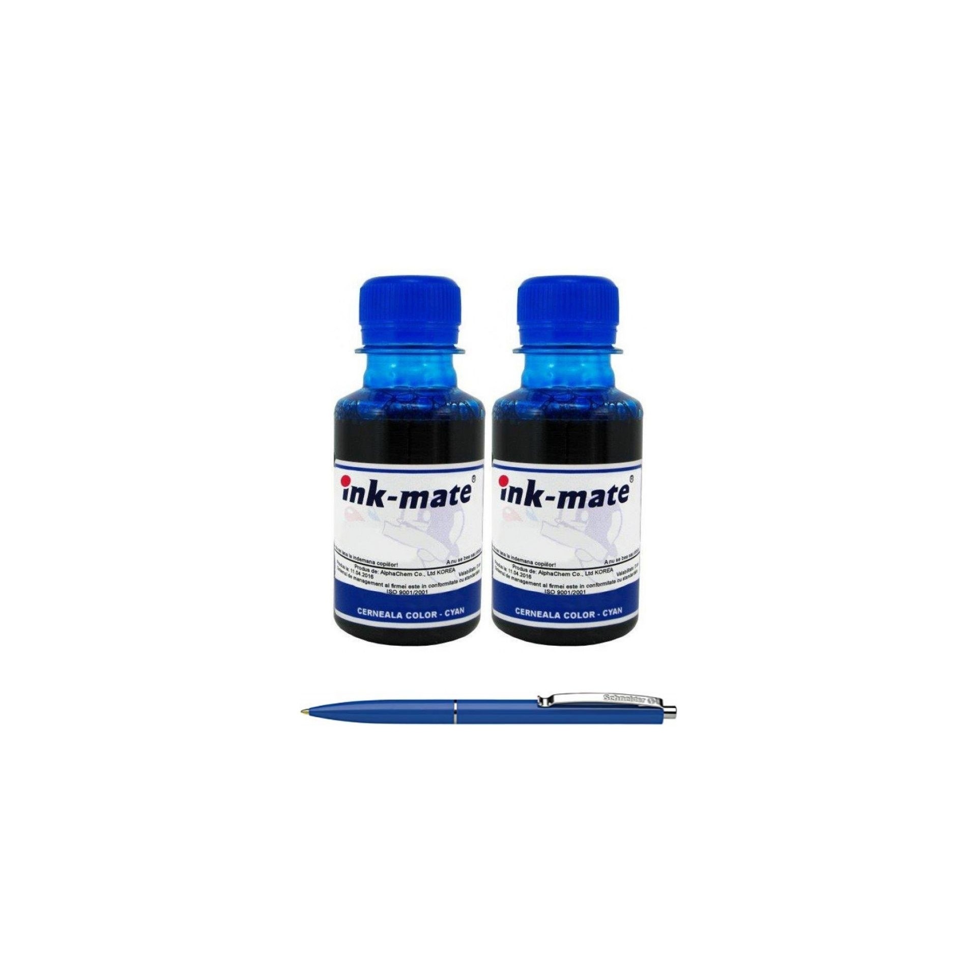 Pachet Flacon Refill Cerneala Ink-Mate 2X 100ml Cyan HP C9352AE (22) si Pix Schneider