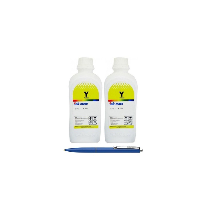 Пакет Бутилки с мастило Ink-Mate, Съвместима c HP CD974AE (920XL), Yellow, 2X 1000ml, и Химикал Schneider