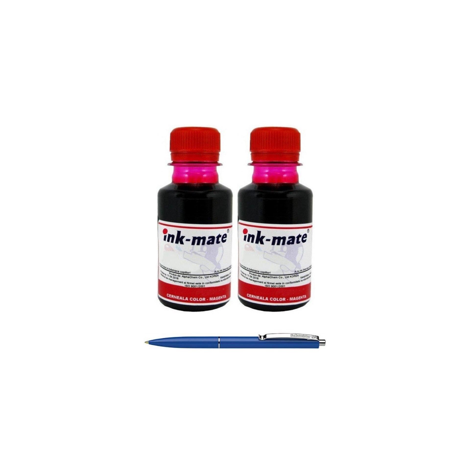Pachet Flacon Refill Cerneala Ink-Mate 2X 100ml Magenta HP C9352AE (22) si Pix Schneider