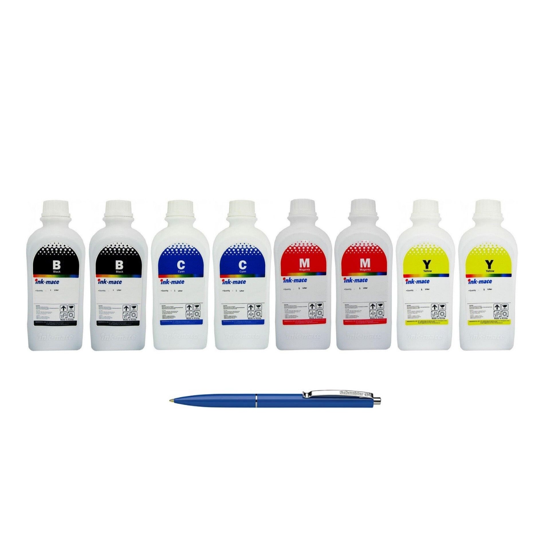 Pachet Flacon Refill Cerneala Ink-Mate 2X 1000ml Negru HP C9351AE (21), 2X 1000ml Cyan HP C9352AE (22), 2X 1000ml Magenta HP C9352AE (22), 2X 1000ml Yellow HP C9352AE (22) si Pix Schneider