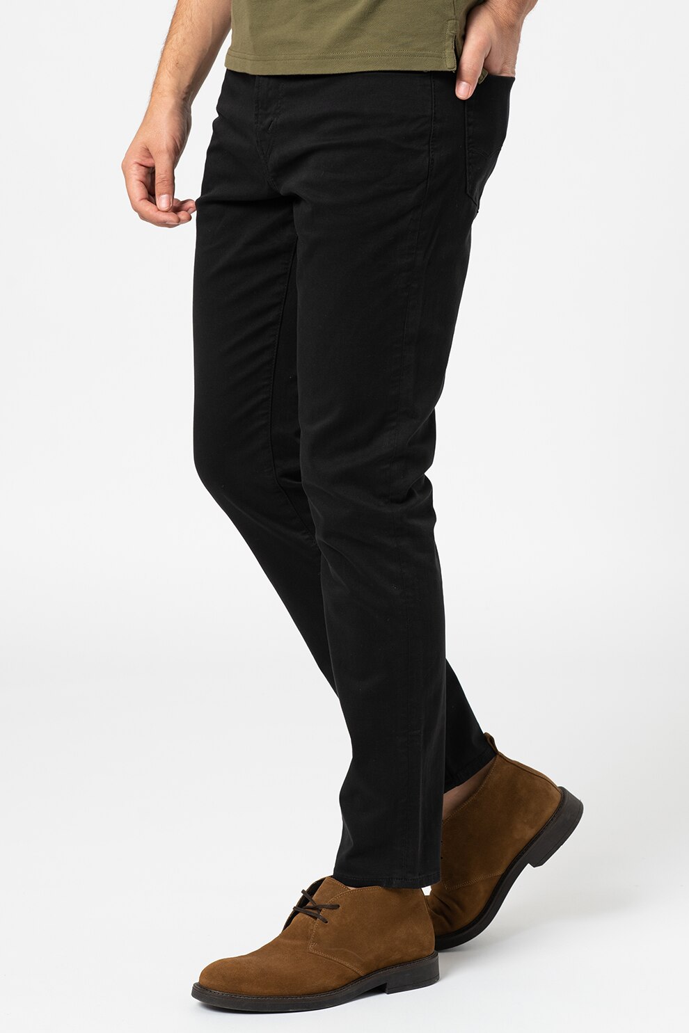 American Eagle, Pantaloni crop slim fit, Negru