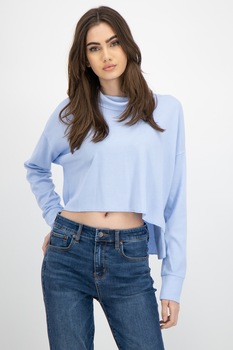 American Eagle, Bluza crop tricotata fin cu guler inalt, Albastru lavanda American Eagle, Bluza crop tricotata fin cu guler inalt, Albastru lavanda