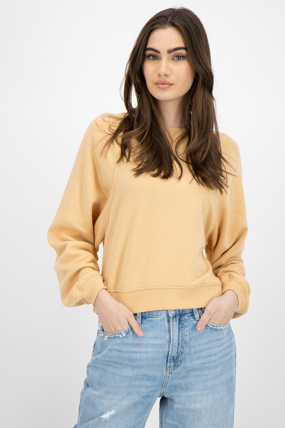 American Eagle, Bluza sport cu maneci cazute, Bej