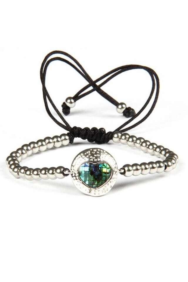 Bratara Luxury Heart, Placata cu aur de 24K, Argintiu, Reglabila