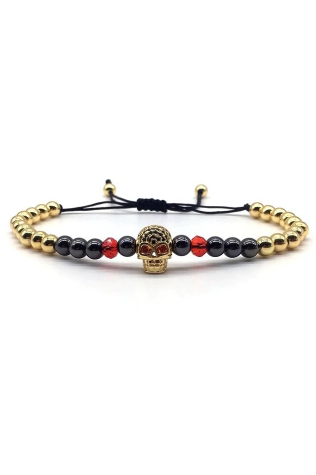 Bratara Luxury Skull of Queen, Placata cu aur de 18K, Auriu, Reglabila