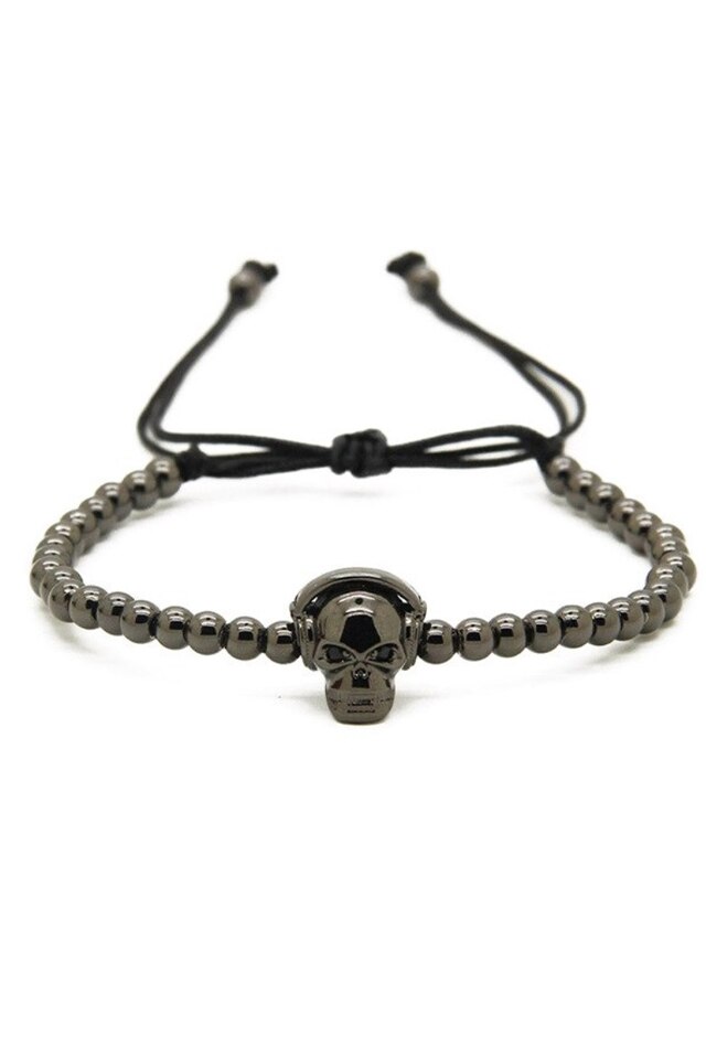 Bratara Luxury CandySkull, Placata cu aur de 24K, Negru, Reglabila