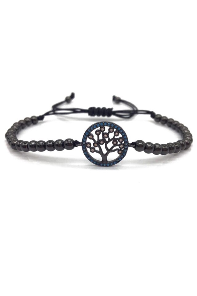 Bratara Luxury Tree, Placata cu aur de 18K, Negru, Reglabila