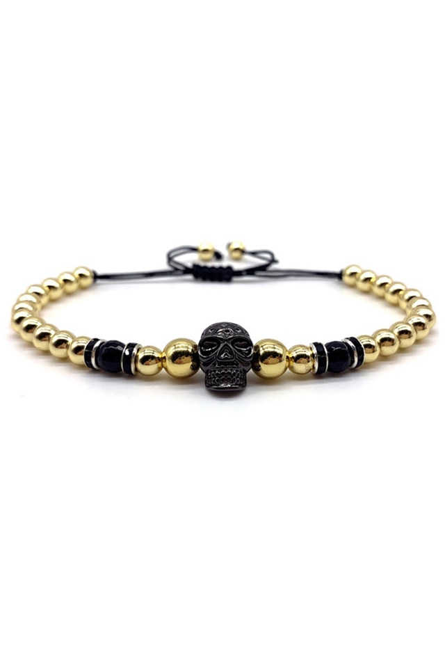 Bratara Luxury Skull of Death, Placata cu aur de 18K, Auriu, Reglabila