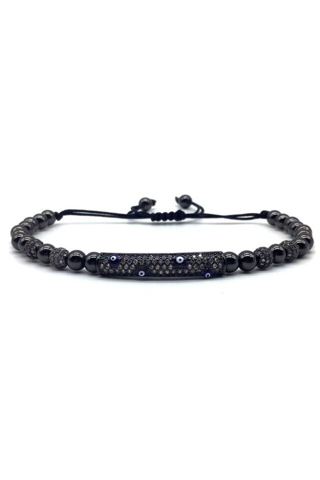 Bratara Luxury Eye Bar, Placata cu aur de 18K, Negru, Reglabila