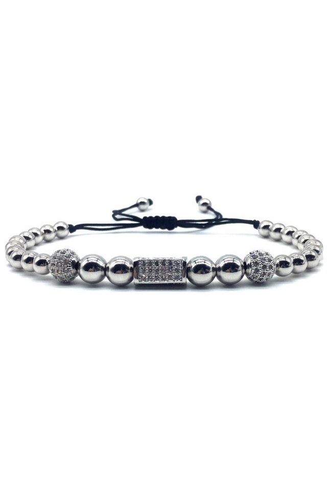 Bratara Luxury Cubic Diamonds, Placata cu aur de 18K, Argintiu, Reglabila