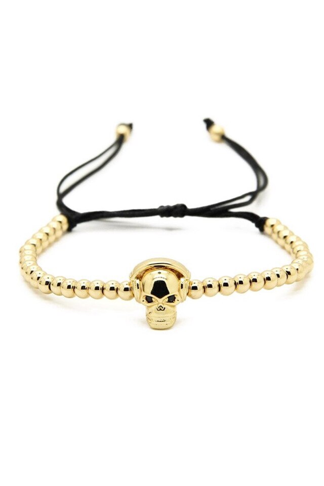 Bratara Luxury CandySkull, Placata cu aur de 24K, Auriu, Reglabila