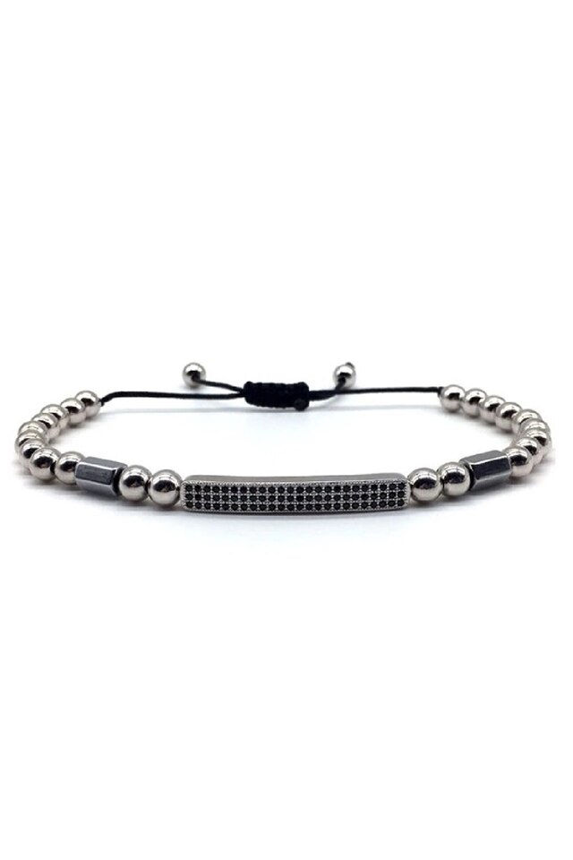 Bratara Power Bar Luxury, Placata cu aur de 18K, Zwo-59, argintie