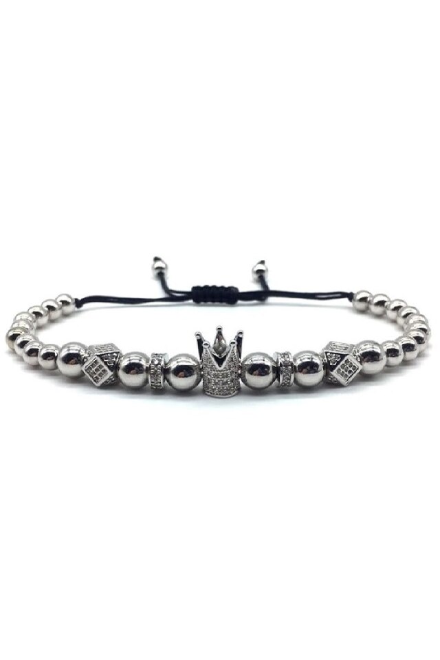 Bratara Luxury Super King, Placata cu aur de 18K, Zwo-16, argintie