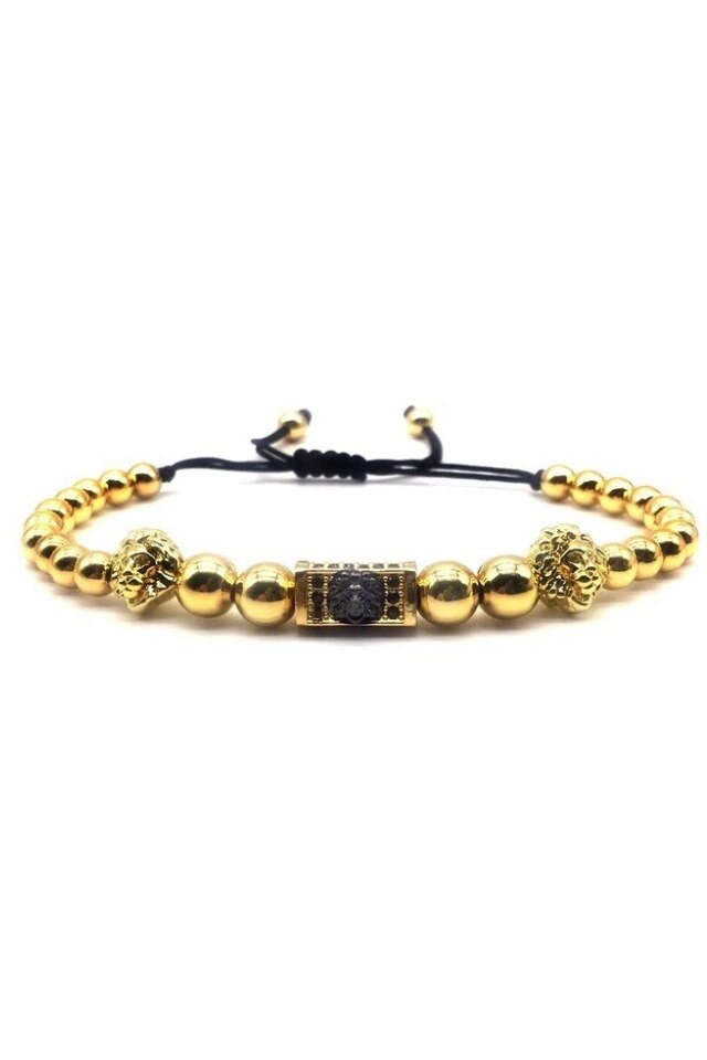 Bratara Luxury Gate Lion, Placata cu aur de 18K, Pwo-24, aurie