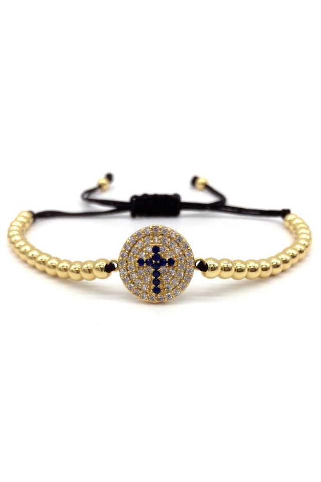 Bratara Luxury Crystals Cross, Placata cu aur de 18K, Zwo-86, aurie