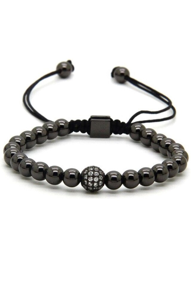 Bratara Ball Luxury, Placata cu aur de 24K Zwo-9, neagra