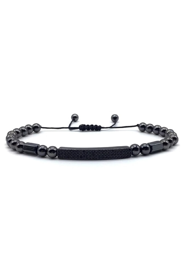 Bratara Power Bar Luxury, Placata cu aur de 18K, Zwo-60, neagra