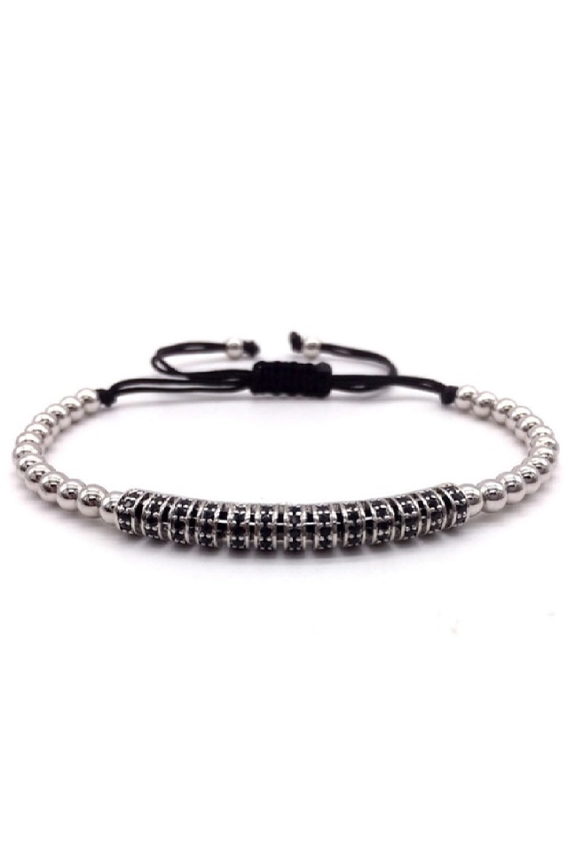 Bratara Bar Luxury, Placata cu aur de 18K, Zwo-12, argintie