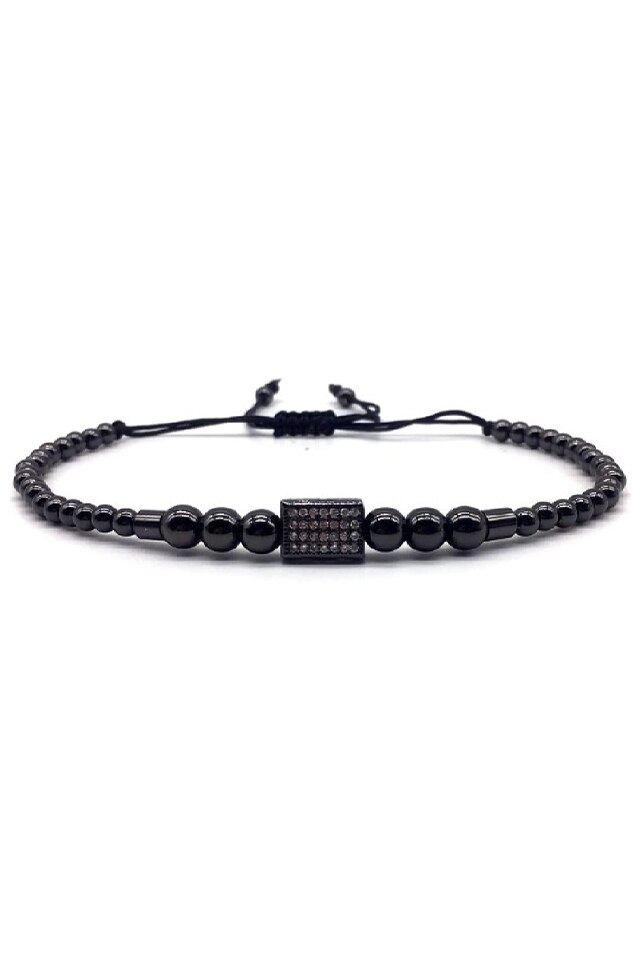 Bratara Luxury Cubic, Placata cu aur de 18K, Zwo-45, neagra