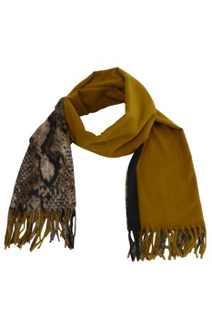 Fular 170 cm x 68 cm, cu imprimeu, galben mustar Fular 170 cm x 68 cm, cu imprimeu, galben mustar