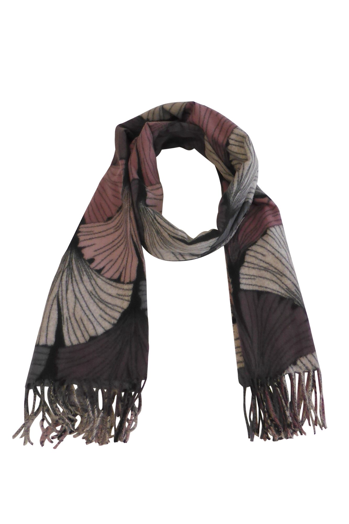 Fular 180 cm x 70 cm, cu imprimeu, roz