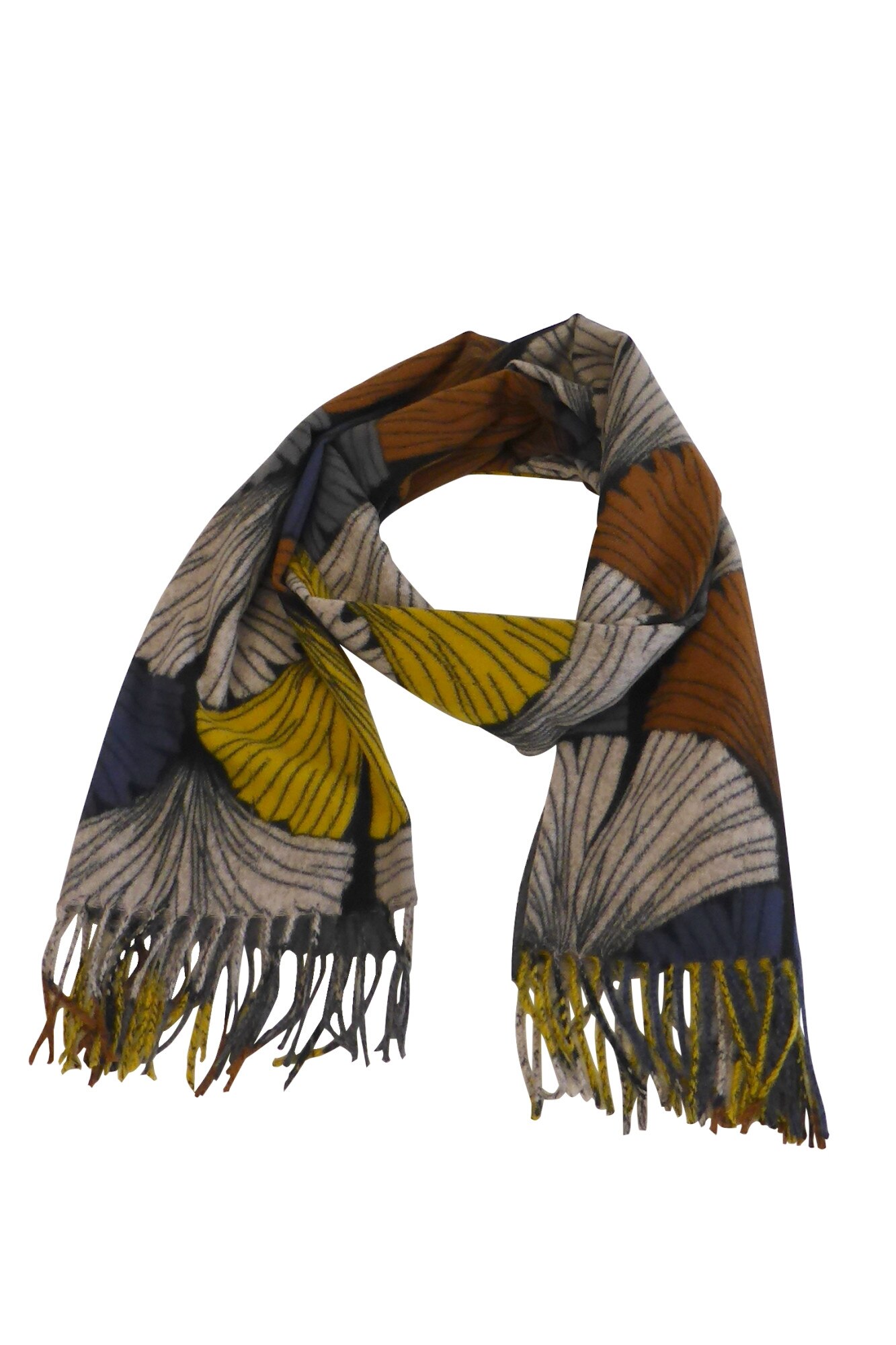 Fular 180 cm x 70 cm, imprimat, galben mustar