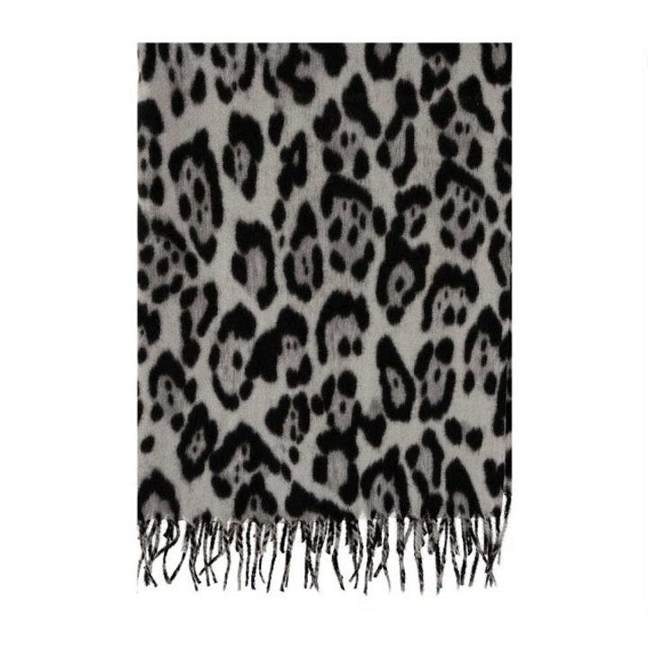 Esarfa tip sal din casmir cu imprimeu animal print gri, culoare multicolor
