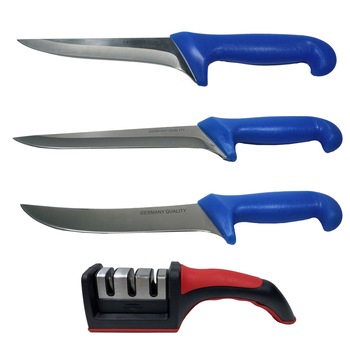 Set 3 cutite profesionale pentru macelarie si dispozitiv ascutire Set 3 cutite profesionale pentru macelarie si dispozitiv ascutire