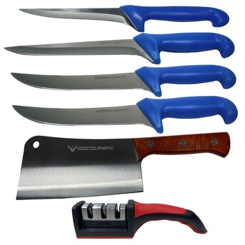 Set 5 cutite profesionale pentru macelarie si dispozitiv ascutire Set 5 cutite profesionale pentru macelarie si dispozitiv ascutire