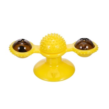 Jucarie pentru pisici, interactiva, rotativa, lumina, menta pisici, Galben Jucarie pentru pisici, interactiva, rotativa, lumina, menta pisici, Galben