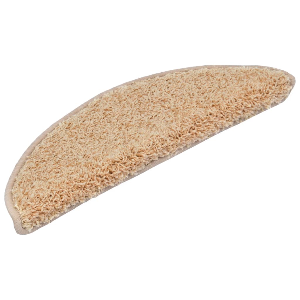 Set de 15 covorase de scari, vidaXL, Polipropilena cu smocuri, 56 x 20 cm, 700 g / m², Crem