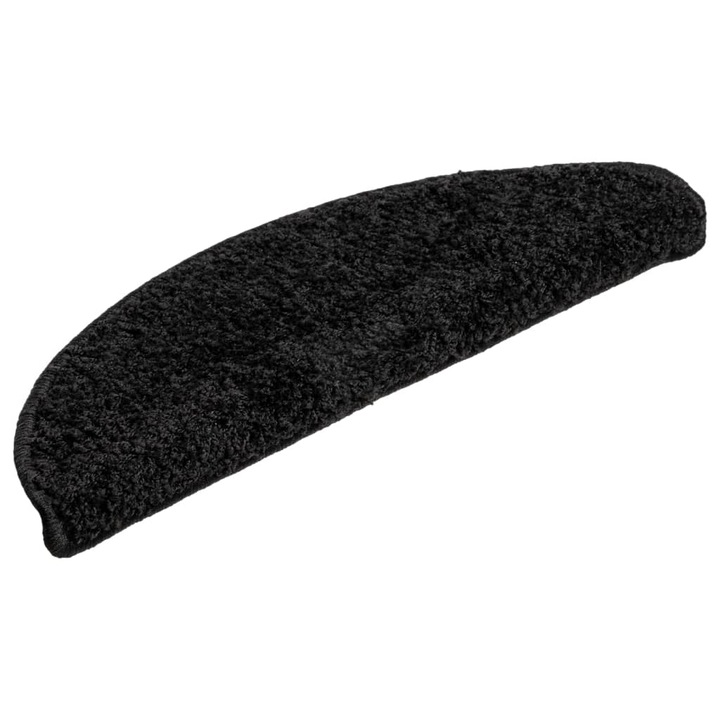 Set de 15 covorase de scari, vidaXL, Polipropilena cu smocuri, 56 x 20 cm, 700 g / m², Negru