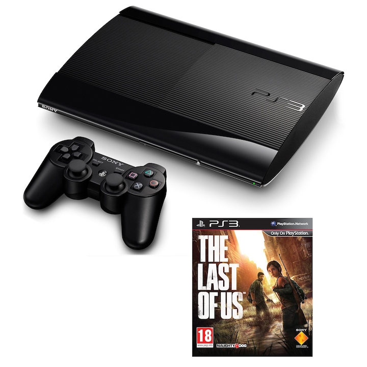 Consola Sony Playstation 3, 500GB + Joc The Last of Us, Negru