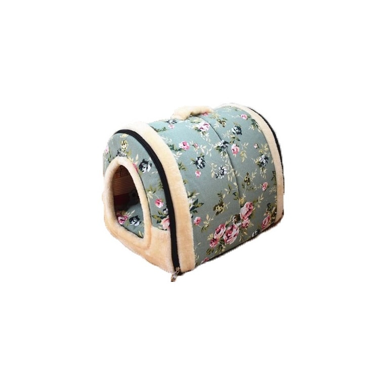 Culcus 2 in 1 pentru caini, pisici, pufos, pliabil, 60x45x45, model Inflorat