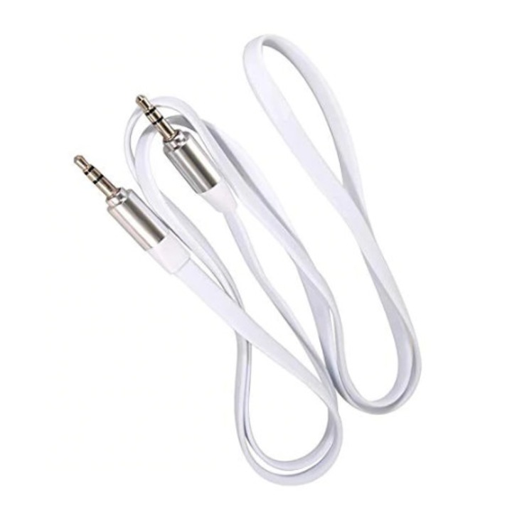 Cablu Jack-Jack 3.5mm 3c, T-T, silicon alb, 1.5m plat