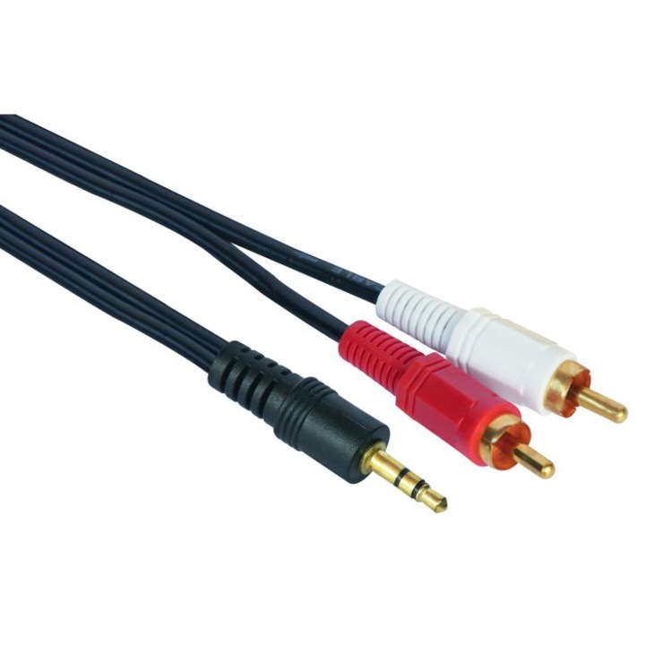 Кабел аудио, 3.5mm jack, 2xRCA, Стерео, 3m