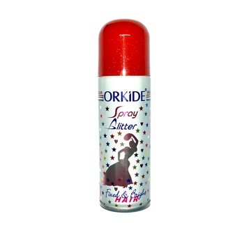 Spray Stralucitor Rosu Pentru Par Si Corp Orkide Glitter Spray, 90 ml Spray Stralucitor Rosu Pentru Par Si Corp Orkide Glitter Spray, 90 ml