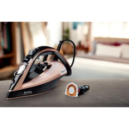 Fier de calcat, Tefal, Ultimate Pure FV9845E0, 3200W, Abur continuu 60g/min, Abur puternic 260g/min, Negru / Roz