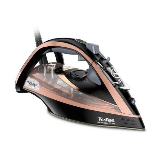 Fier de calcat, Tefal, Ultimate Pure FV9845E0, 3200W, Abur continuu 60g/min, Abur puternic 260g/min, Negru / Roz