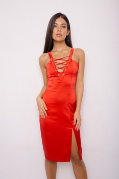 Rochie tafta, rosu, Cactus the brand, rosu, Rosu Rochie tafta, rosu, Cactus the brand, rosu, Rosu