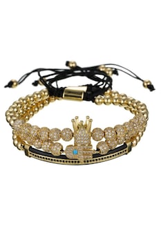 Set 3 Bratari Luxury Crown and Fatima, Placat aur 24K, Diamante CZ, Zzset-55, auriu Set 3 Bratari Luxury Crown and Fatima, Placat aur 24K, Diamante CZ, Zzset-55, auriu