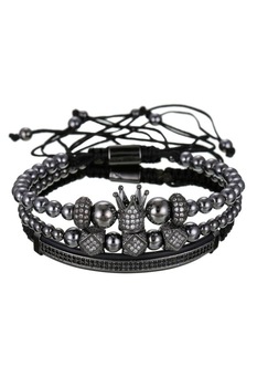 Set 3 Bratari Luxury Royal, Placat aur 24K, Diamante CZ, Zzset-58, negru Set 3 Bratari Luxury Royal, Placat aur 24K, Diamante CZ, Zzset-58, negru