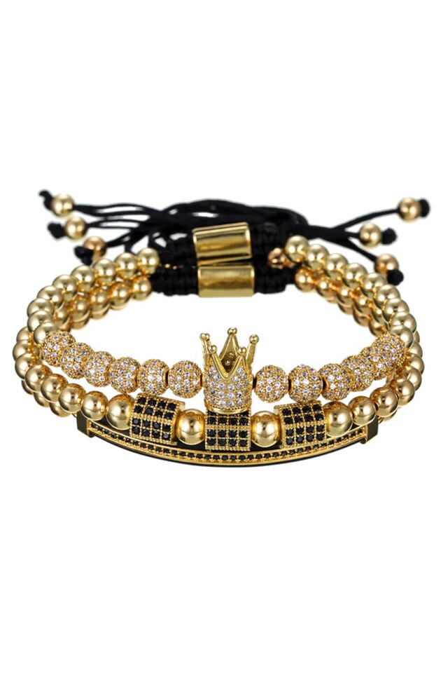 Set 3 Bratari Diamondo, Placat aur 24K, Diamante CZ, Zzset-52, auriu