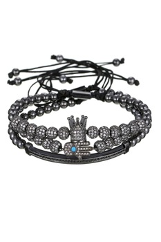 Set 3 Bratari Luxury Crown and Fatima, Placat aur 24K, Diamante CZ, Zzset-55, negru Set 3 Bratari Luxury Crown and Fatima, Placat aur 24K, Diamante CZ, Zzset-55, negru