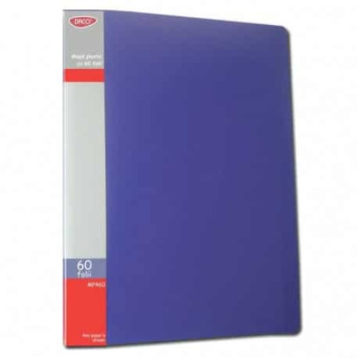 Mapa Plastic A4 cu 60 Folii DACO, Culoare Albastra
